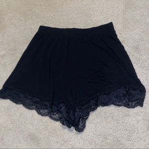 ASOS tall black shorts with lace trim